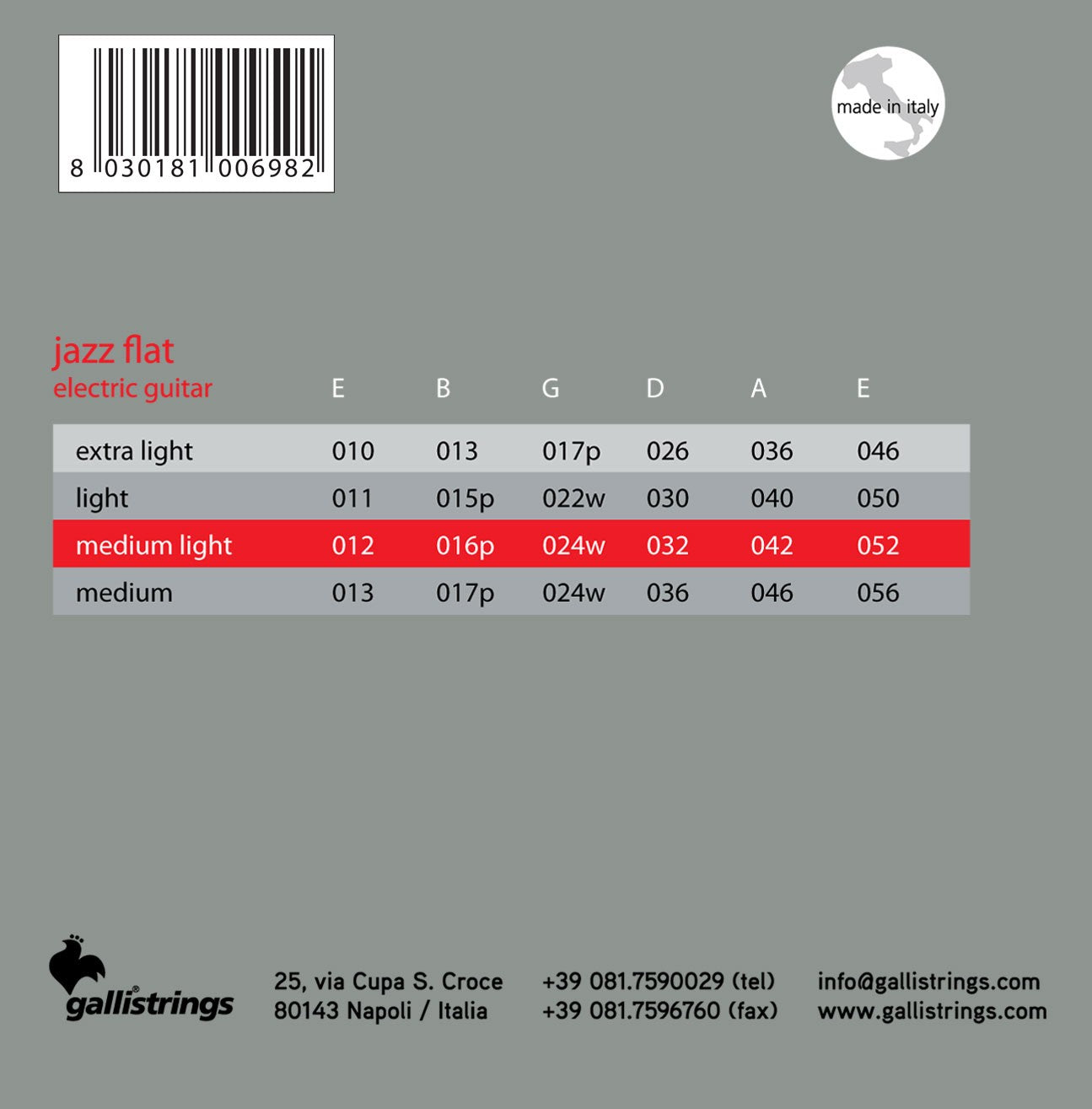 Galli Flat Jazz .012 - .052